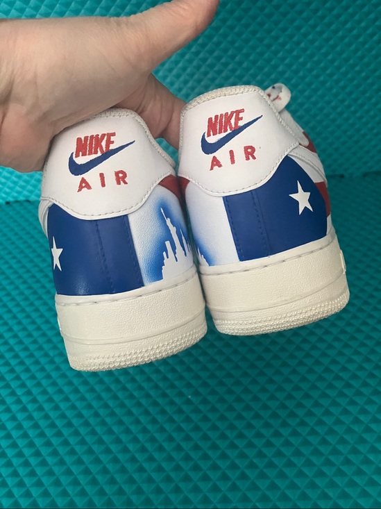 Nike Air Force 1 Customized Puerto Rican flag designs White Sneakers | 11.5